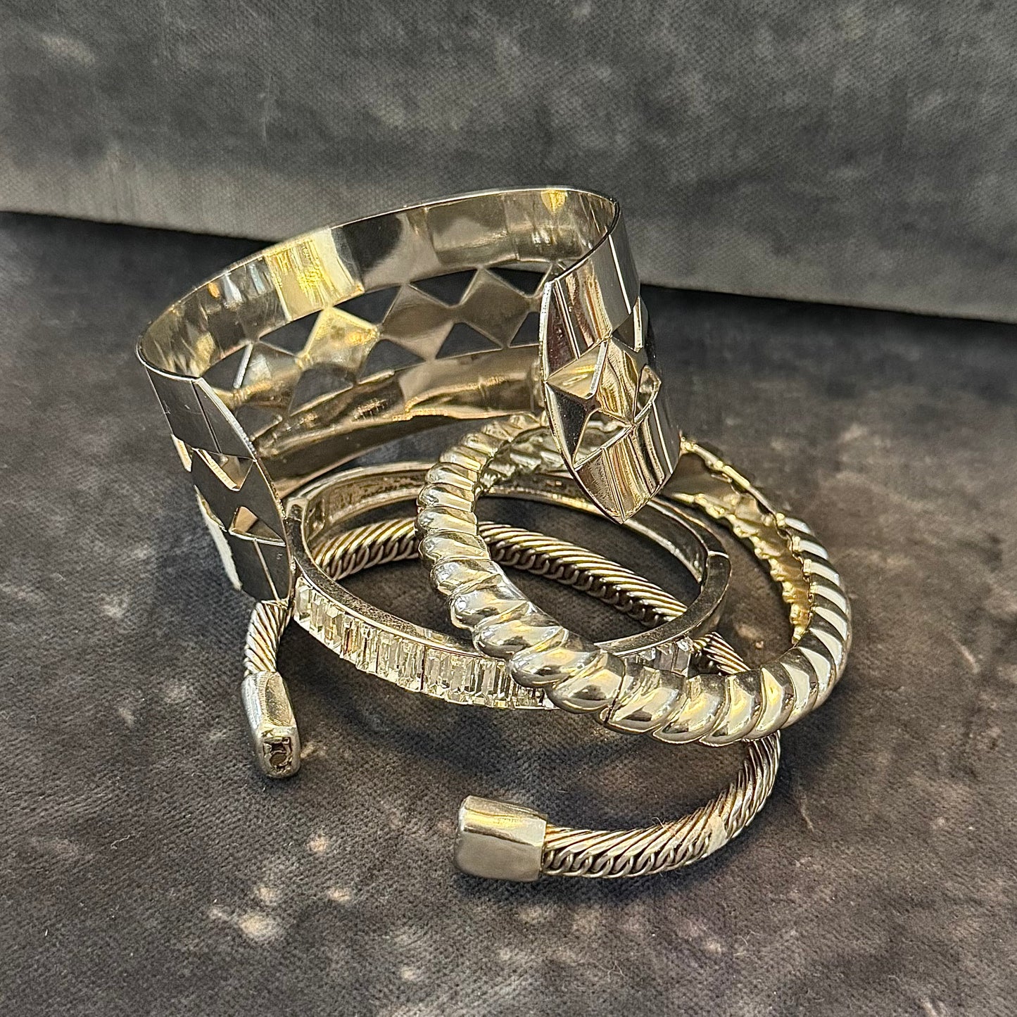 Mixed Metal Statement Bangle Stack