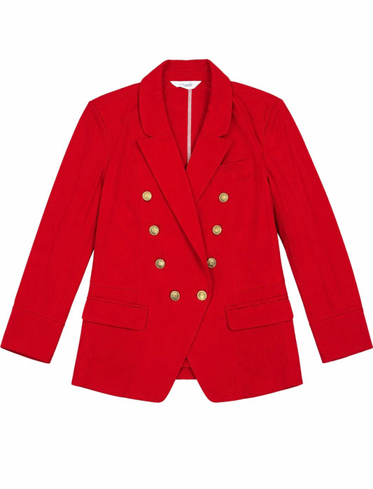 Double-Breasted Blazer with Gold Crest Buttons