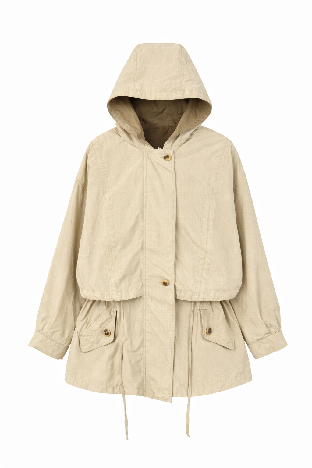 Fleet Street Vintage Beige Hooded Utility Jacket Dress