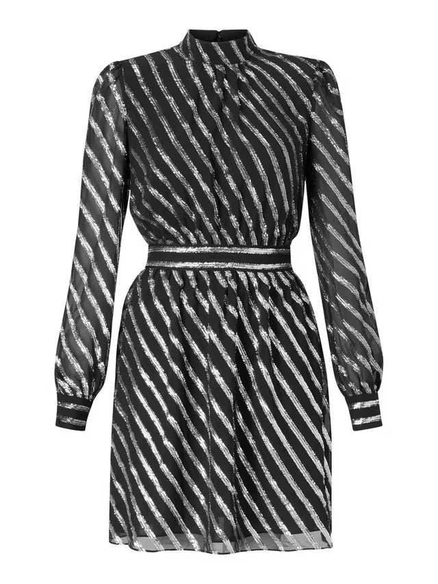 MICHAEL Michael Kors Mock Neck Dress, Black/Silver