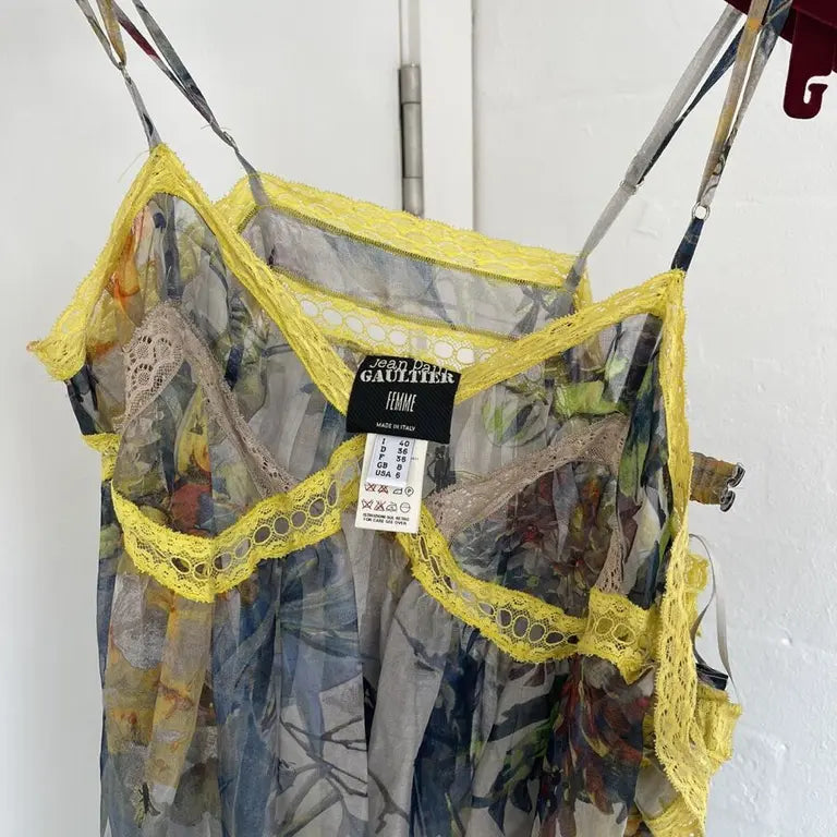 Jean Paul Gaultier "Botanical + Insect" Mesh Babydoll Dress