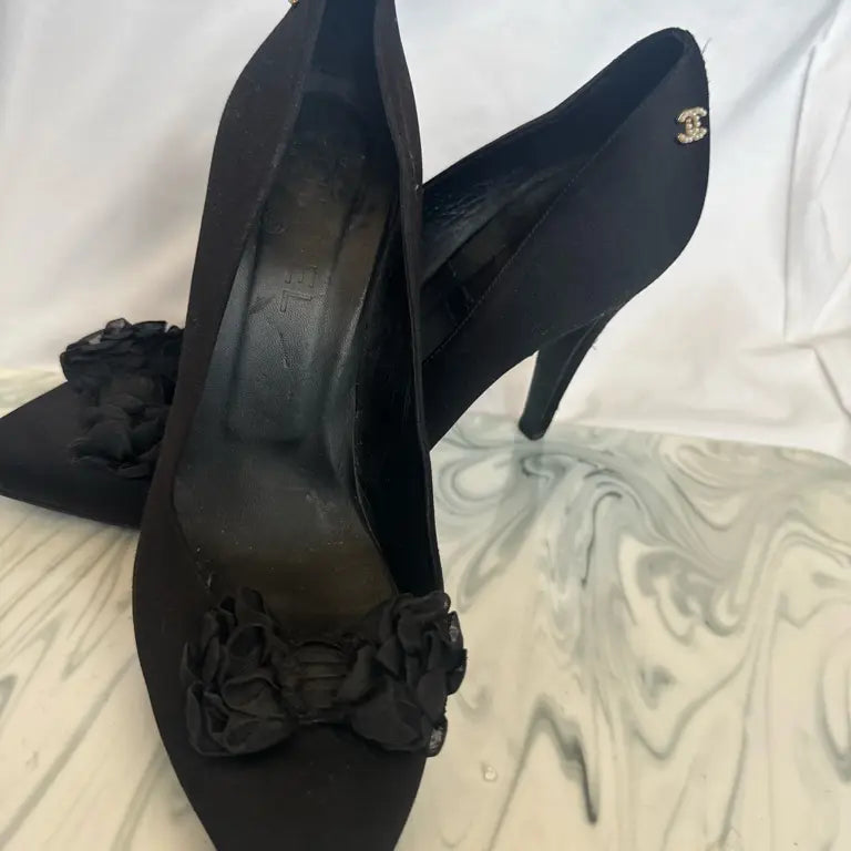 RUNWAY:  Black Satin Heels