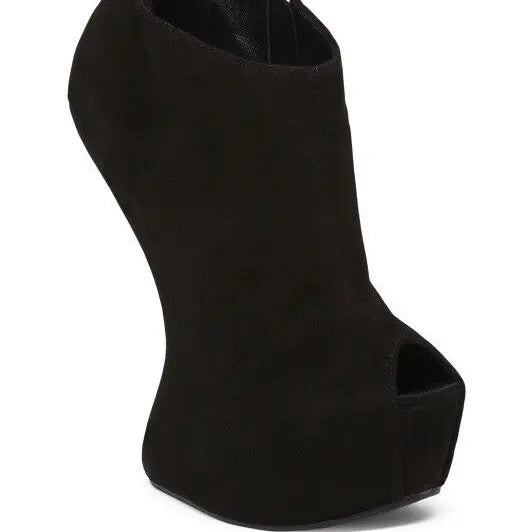 GIUSEPPE ZANOTTI Suede Sculpted Peep Toe Platform Wedges