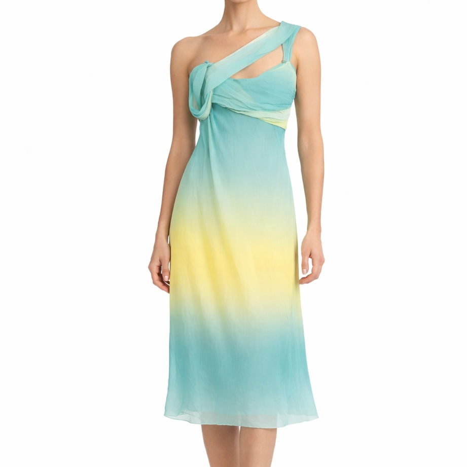 John Galliano SS2003 Asymmetric Ombre Silk Dress